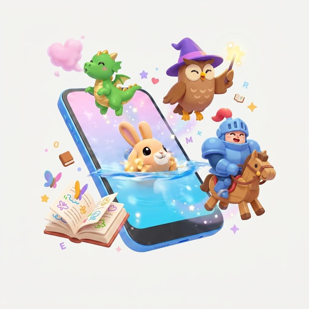 Illustrated scene representing the ever-growing library of new stories added every week