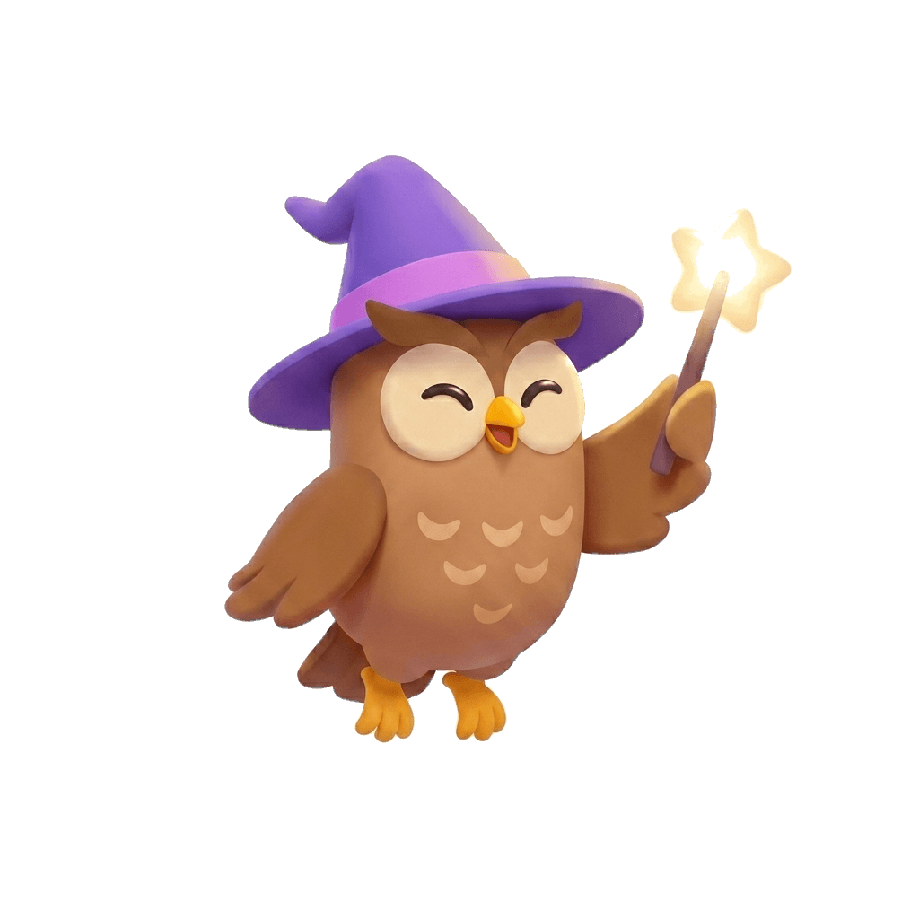 Illustrated owl companion character